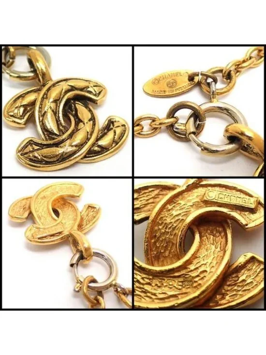 Chanel Necklace Metal Gold Cc Quilted - Picture 3 of 3